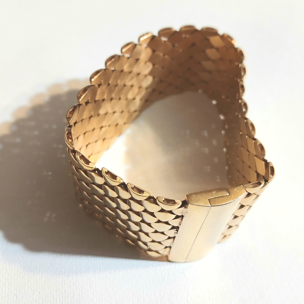 Gold Mesh Bracelet Milor Italy Bronze Bracelet. Rose Goldtone Weave Pattern